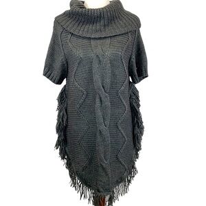 BCBG MaxAzria Cowl Neck Fringes Tunic Sweater